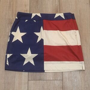 Loudmouth Ladies 10 Old Glory Golf Skort Skirt Red Tan Blue Star Stripe Flag $88